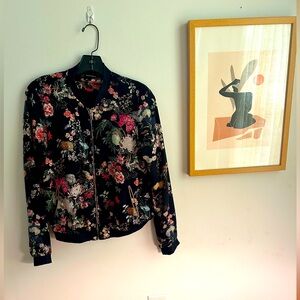Zara floral print bomber size medium
